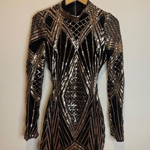 J.Our, black & gold sequin, cocktail minidress, size large